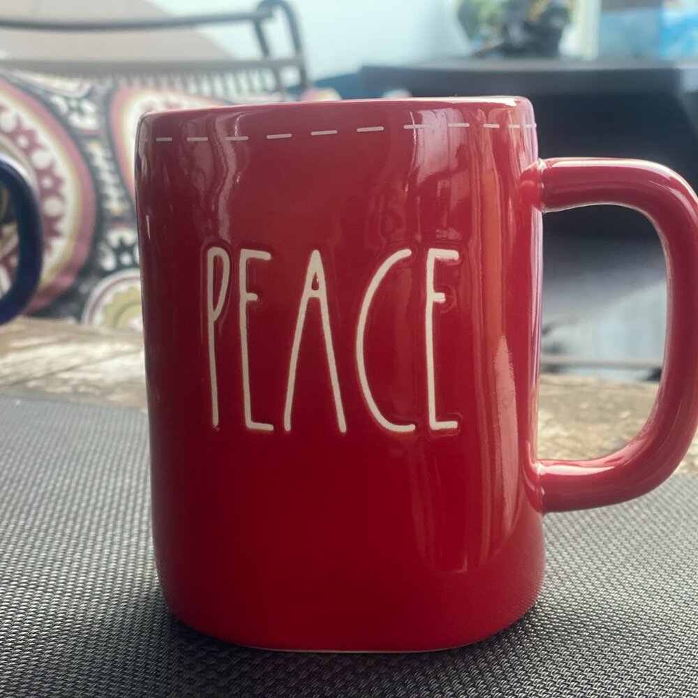 Rae Dunn Peace Red Mug & Black White Peace Scarf Set - Picture 5 of 13